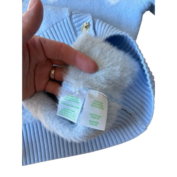 NEW Lilly Pulitzer Heart Jacquard Sweater Cardigan  size S Blue Button Front - Picture 9 of 9